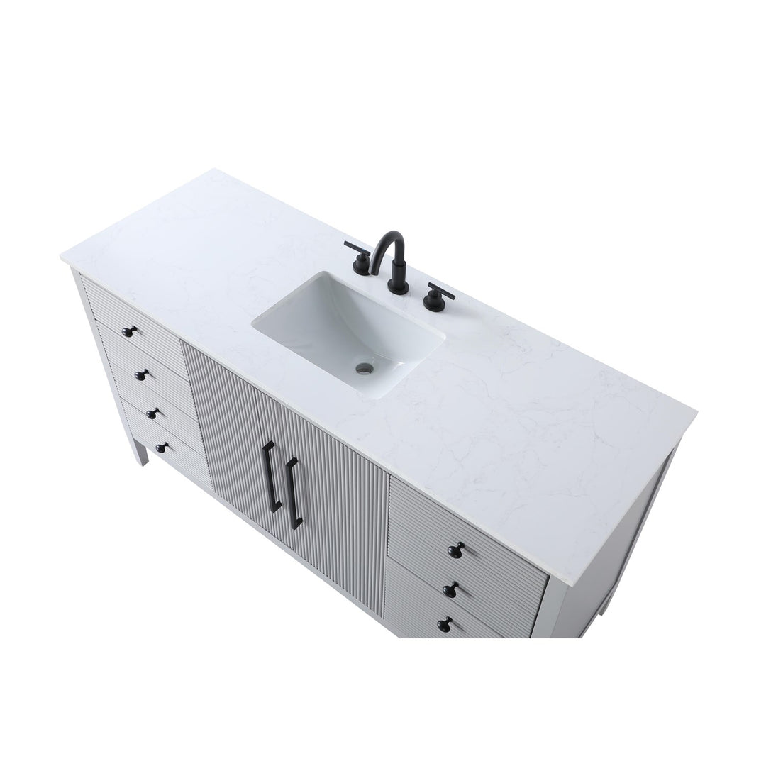 60 Inch Single Bathroom Vanity In Grey - View 5 - Joshua Marshal