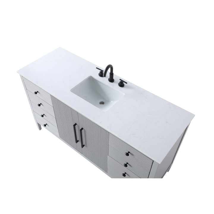 60 Inch Single Bathroom Vanity In Grey - View 5 - Joshua Marshal