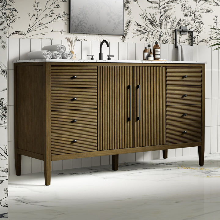 60 Inch Single Bathroom Vanity In Hazel Oak Hazel Oak Finish - KITCHEN & BATH by Joshua Marshal
