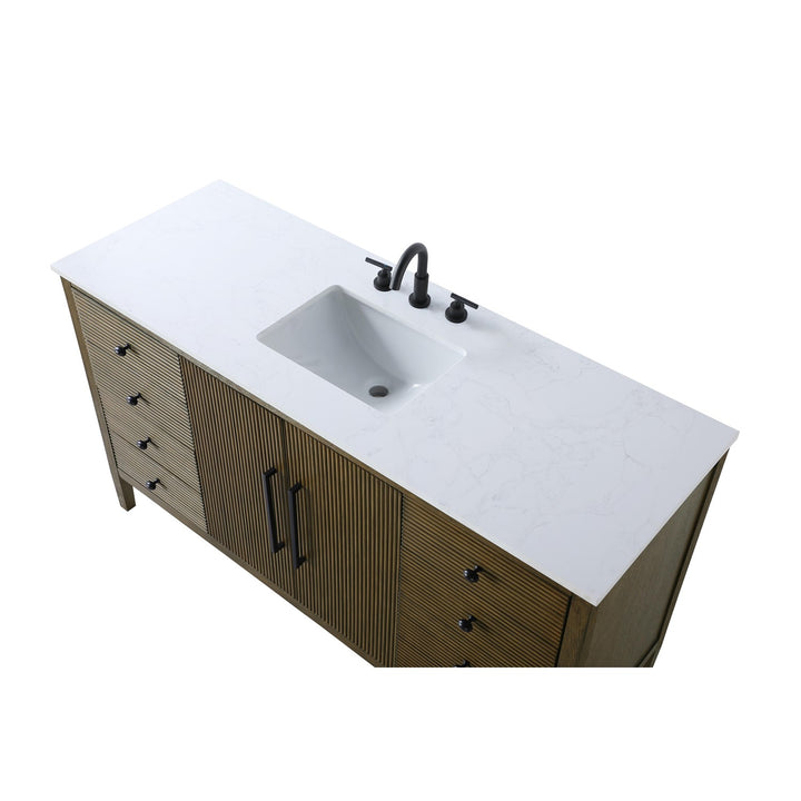 60 Inch Single Bathroom Vanity In Hazel Oak - View 5 - Joshua Marshal