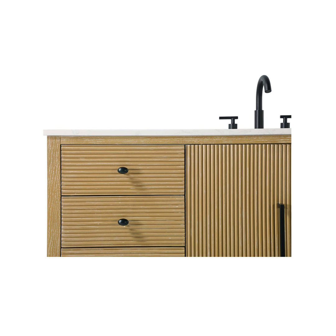 60 Inch Single Bathroom Vanity In Linen Oak - View 6 - Joshua Marshal