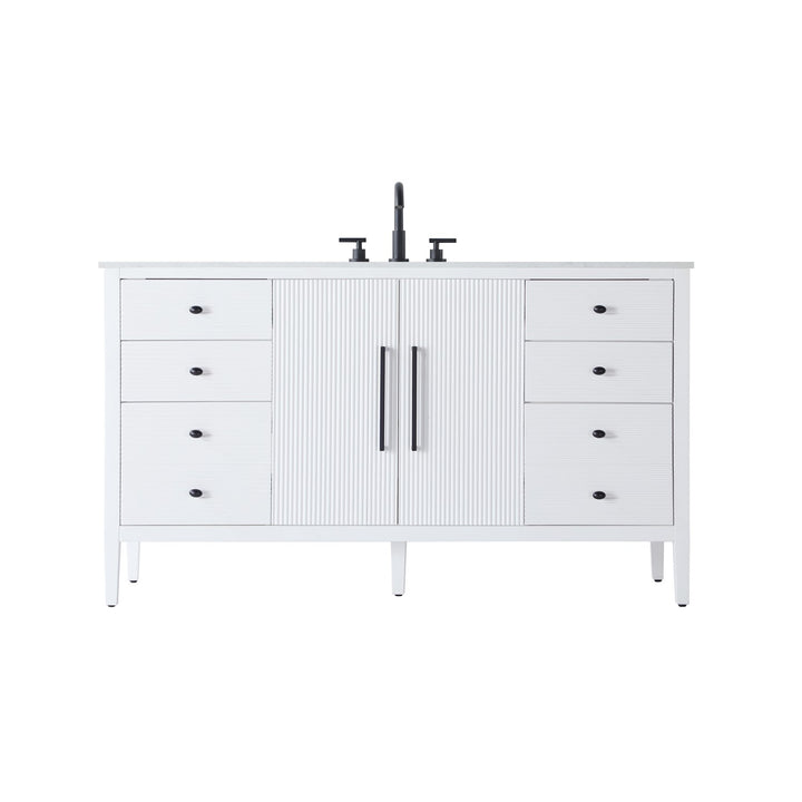 60 Inch Single Bathroom Vanity In White - View 3 - Joshua Marshal