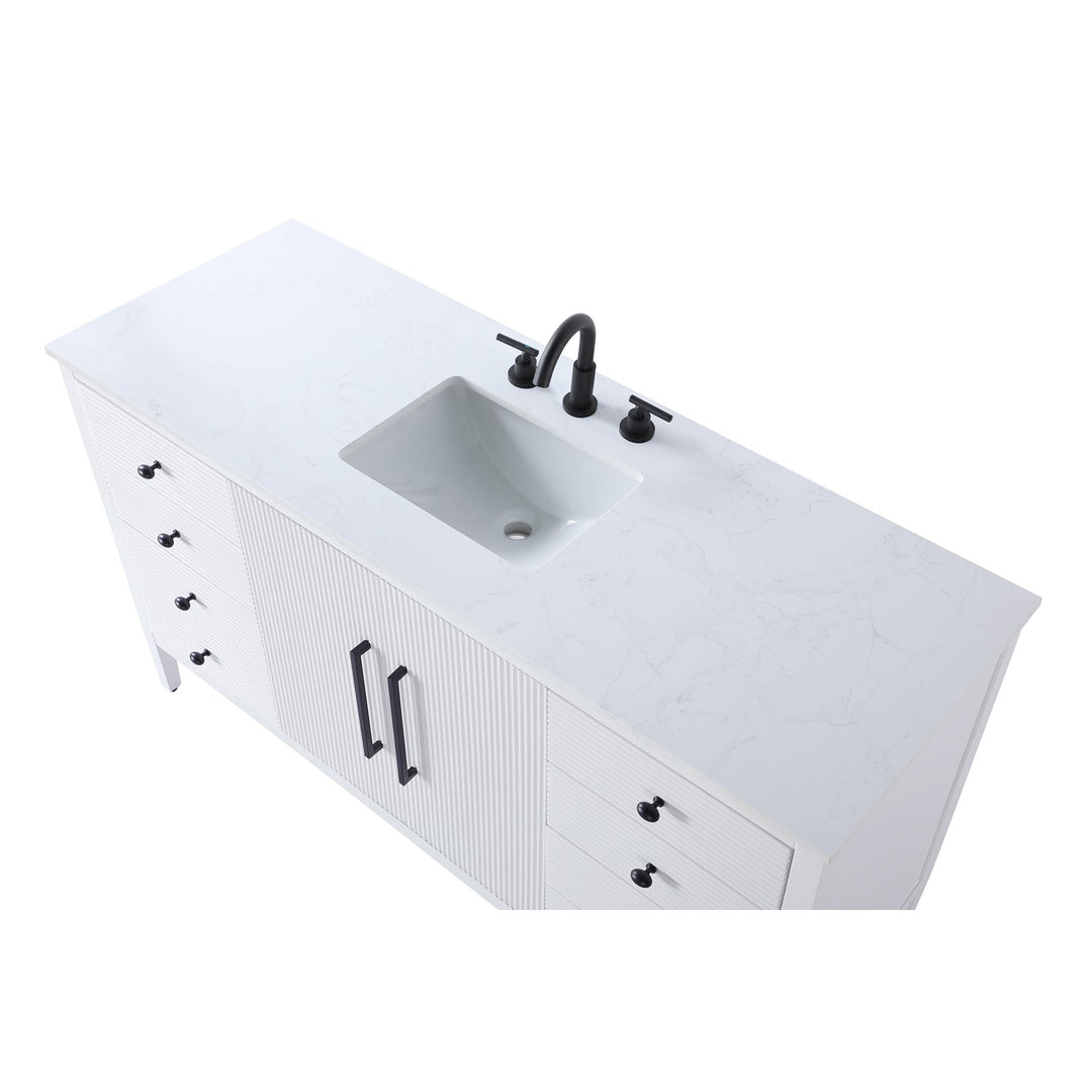 60 Inch Single Bathroom Vanity In White - View 5 - Joshua Marshal