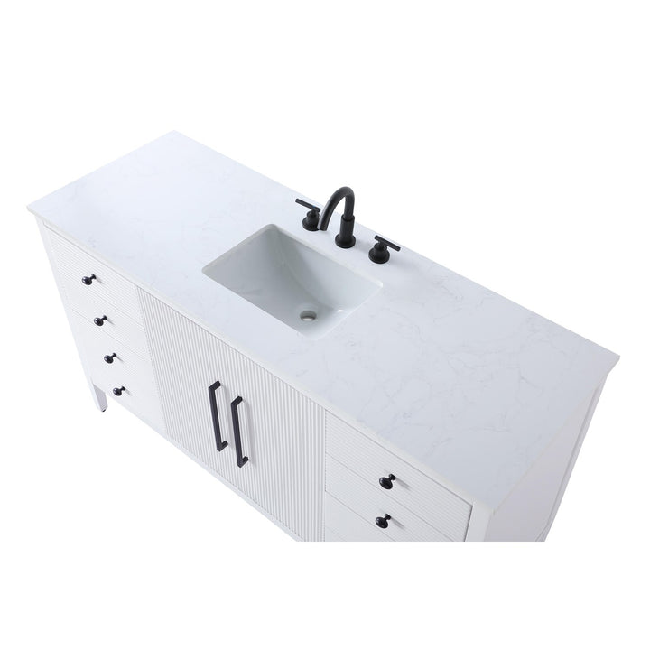 60 Inch Single Bathroom Vanity In White - View 5 - Joshua Marshal