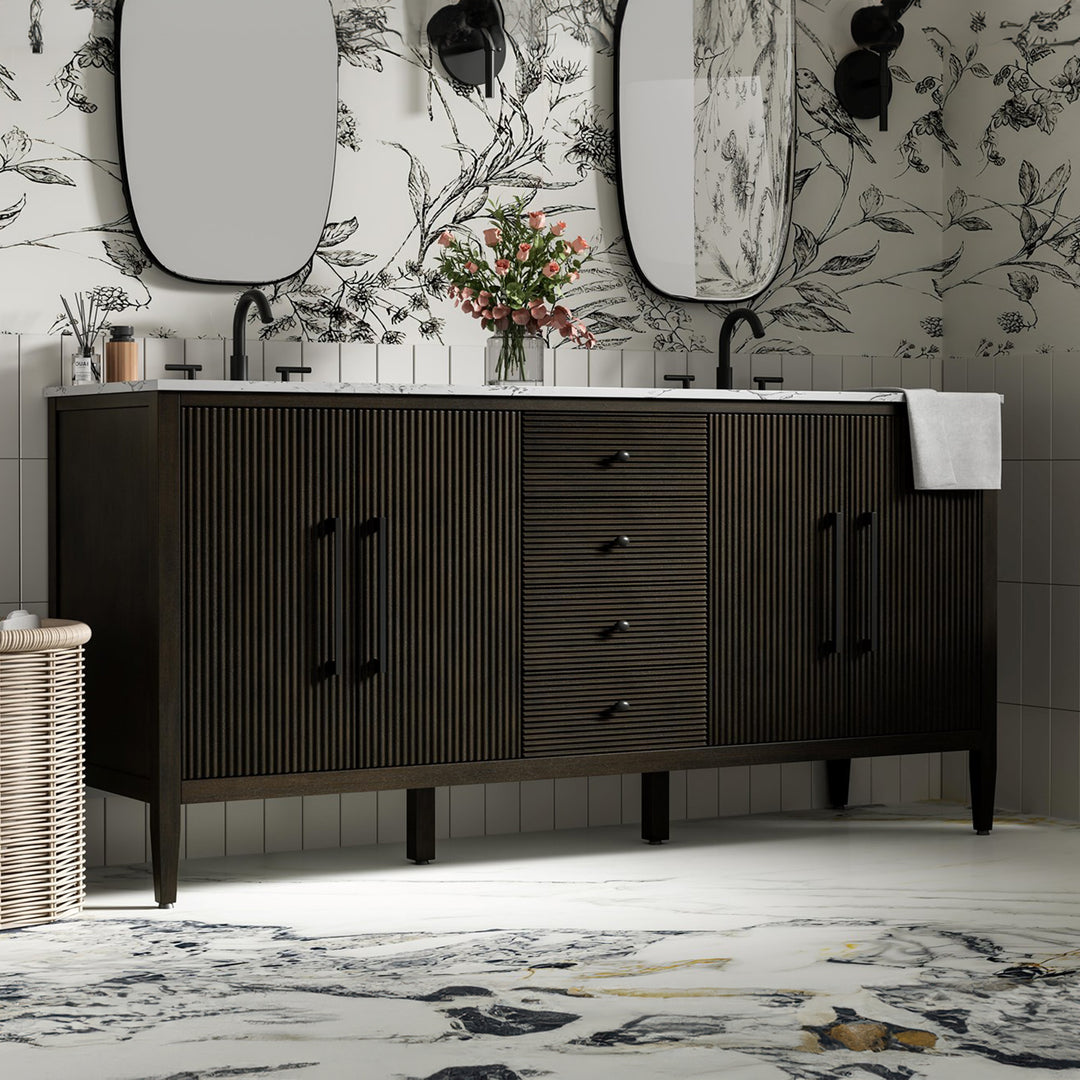 72 Inch Double Bathroom Vanity Inchocolate Oak Chocolate Oak Finish - KITCHEN & BATH by Joshua Marshal