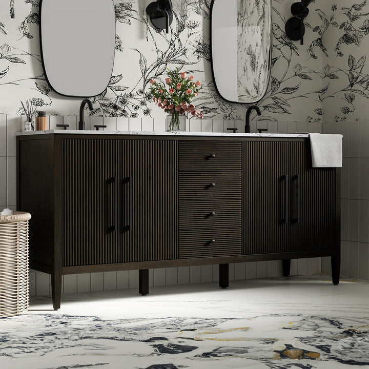 72 Inch Double Bathroom Vanity Inchocolate Oak Chocolate Oak Finish - KITCHEN & BATH by Joshua Marshal