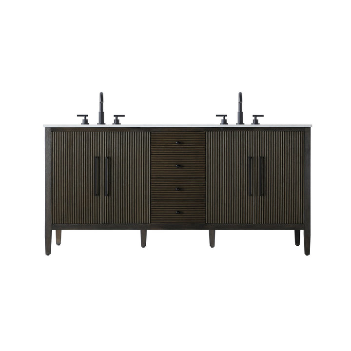 72 Inch Double Bathroom Vanity Inchocolate Oak - View 3 - Joshua Marshal