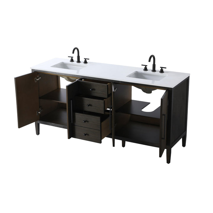 72 Inch Double Bathroom Vanity Inchocolate Oak - View 4 - Joshua Marshal
