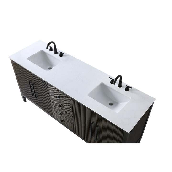 72 Inch Double Bathroom Vanity Inchocolate Oak - View 5 - Joshua Marshal