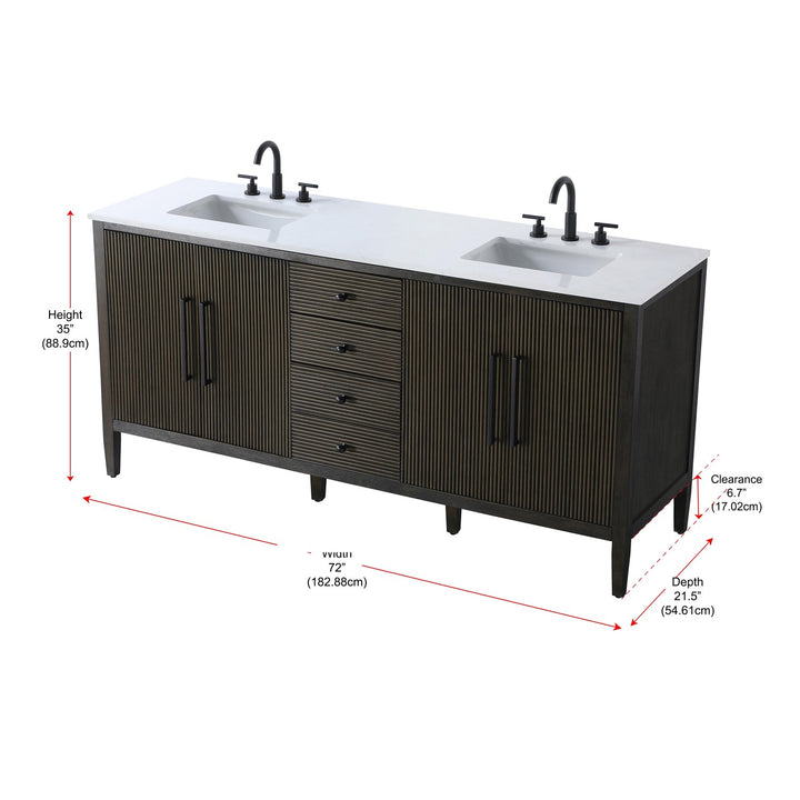 72 Inch Double Bathroom Vanity Inchocolate Oak - View 6 - Joshua Marshal