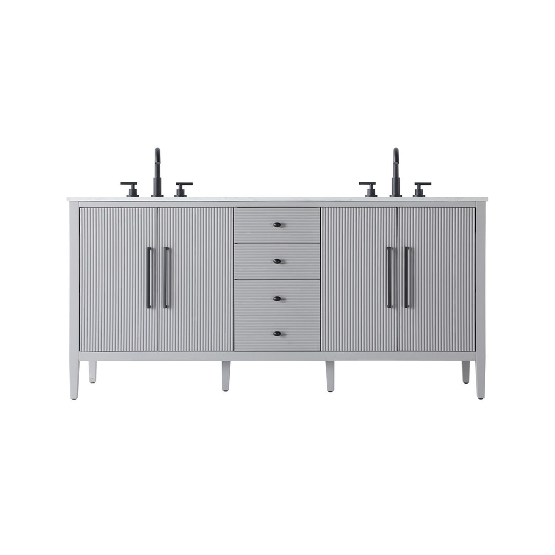 72 Inch Double Bathroom Vanity In Grey - View 3 - Joshua Marshal