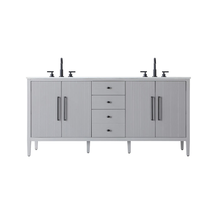 72 Inch Double Bathroom Vanity In Grey - View 3 - Joshua Marshal