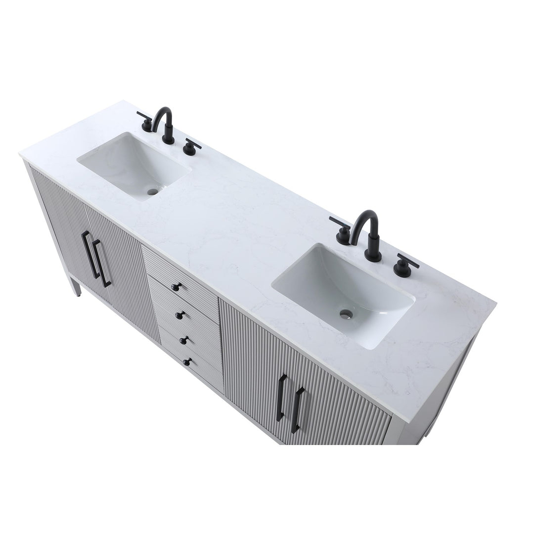 72 Inch Double Bathroom Vanity In Grey - View 5 - Joshua Marshal
