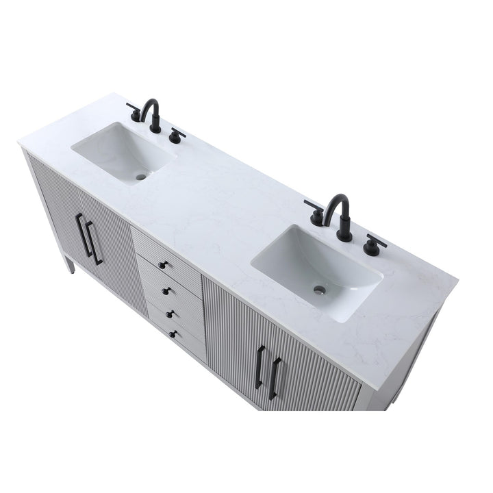 72 Inch Double Bathroom Vanity In Grey - View 5 - Joshua Marshal