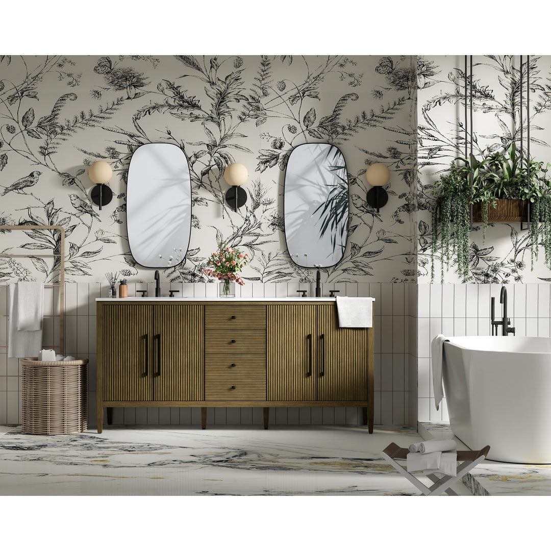 72 Inch Double Bathroom Vanity In Hazel Oak - View 2 - Joshua Marshal