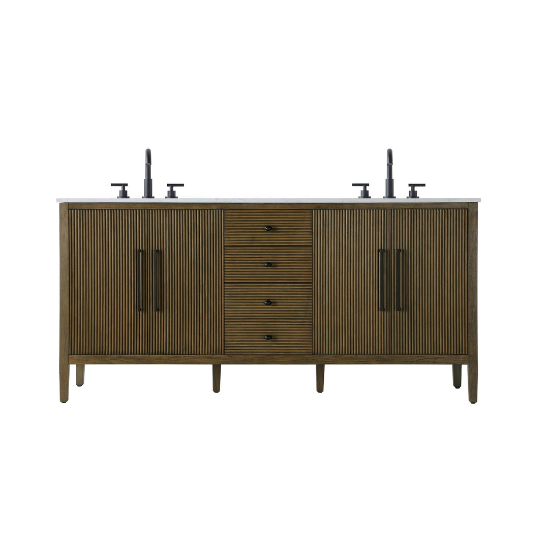 72 Inch Double Bathroom Vanity In Hazel Oak - View 3 - Joshua Marshal