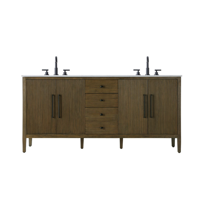 72 Inch Double Bathroom Vanity In Hazel Oak - View 3 - Joshua Marshal