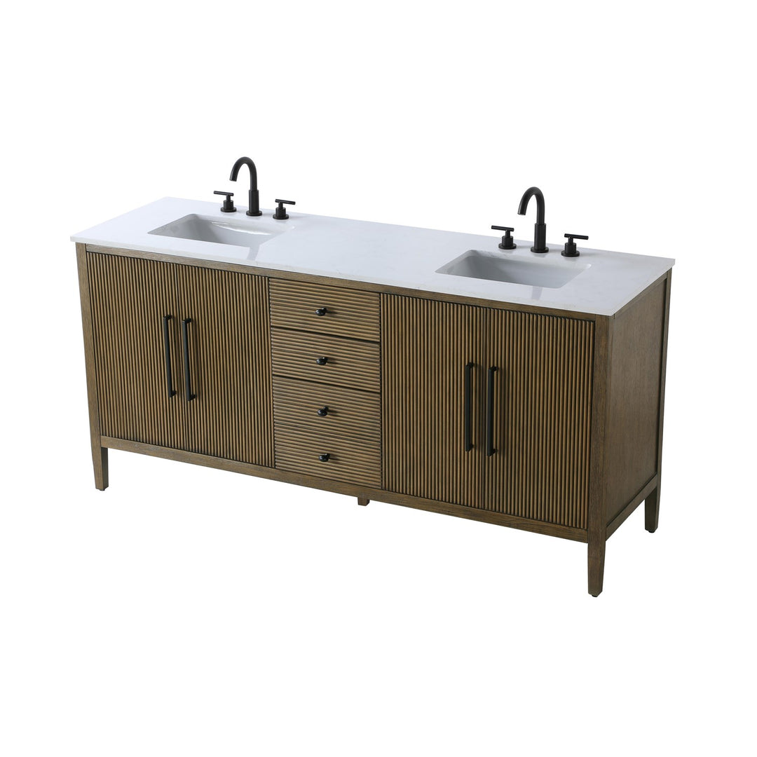 72 Inch Double Bathroom Vanity In Hazel Oak - View 4 - Joshua Marshal