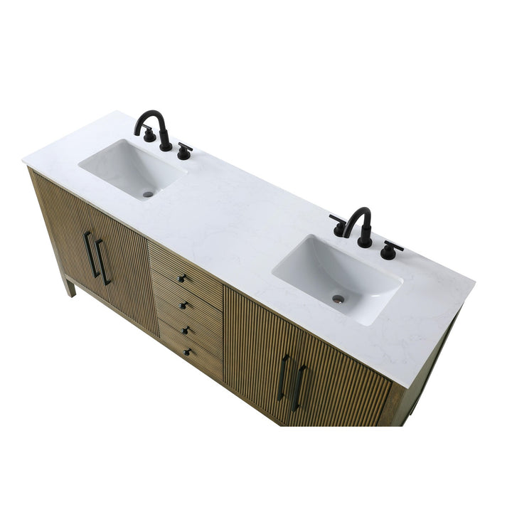 72 Inch Double Bathroom Vanity In Hazel Oak - View 5 - Joshua Marshal