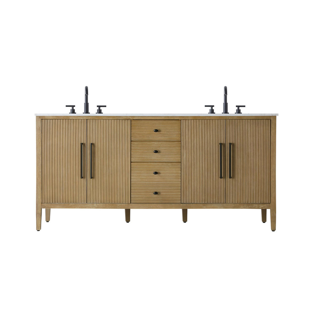 72 Inch Double Bathroom Vanity In Linen Oak - View 3 - Joshua Marshal