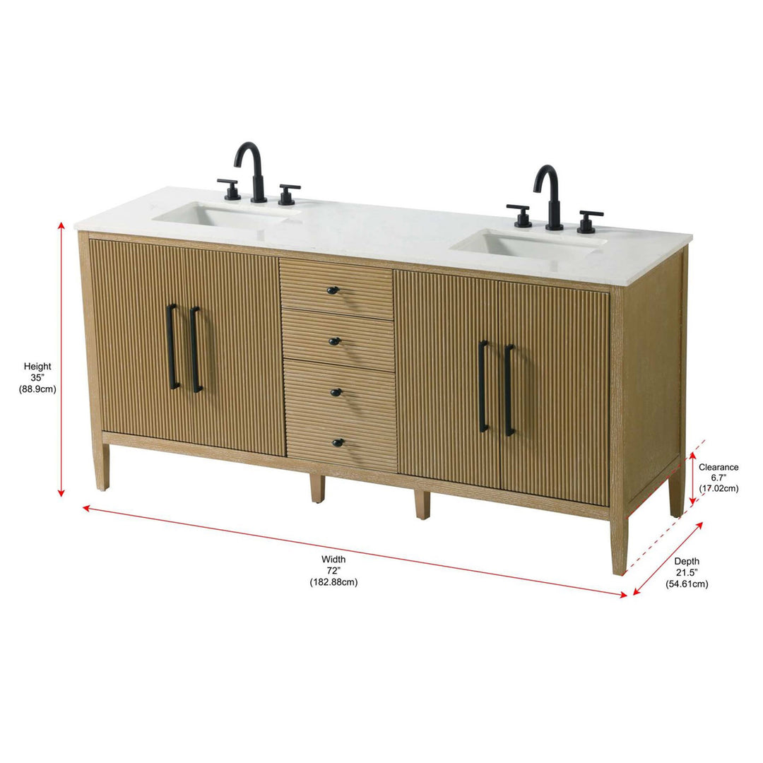 72 Inch Double Bathroom Vanity In Linen Oak - View 4 - Joshua Marshal