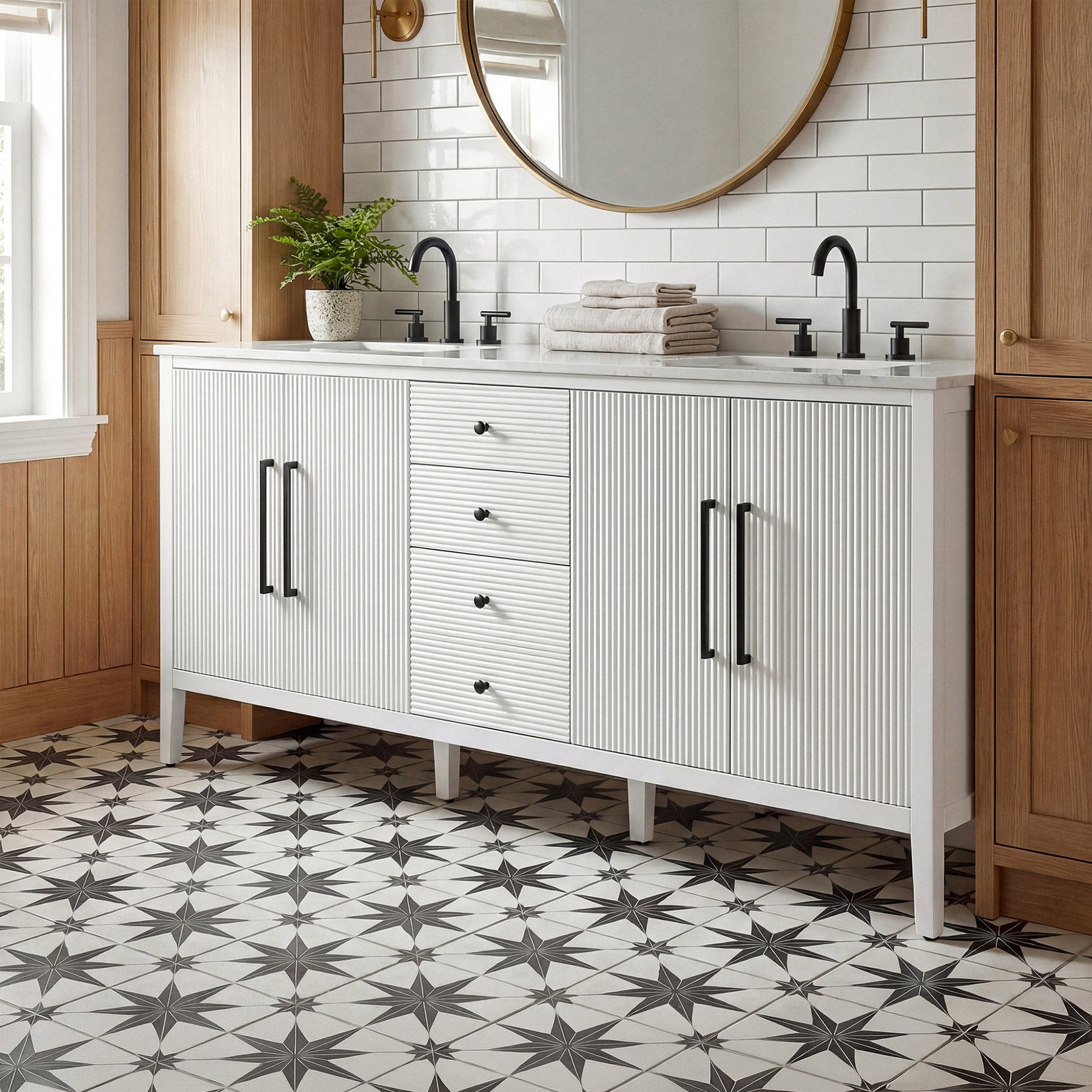 72 Inch Double Bathroom Vanity In White White Finish - KITCHEN & BATH by Joshua Marshal