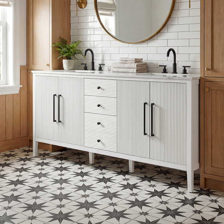 72 Inch Double Bathroom Vanity In White White Finish - KITCHEN & BATH by Joshua Marshal