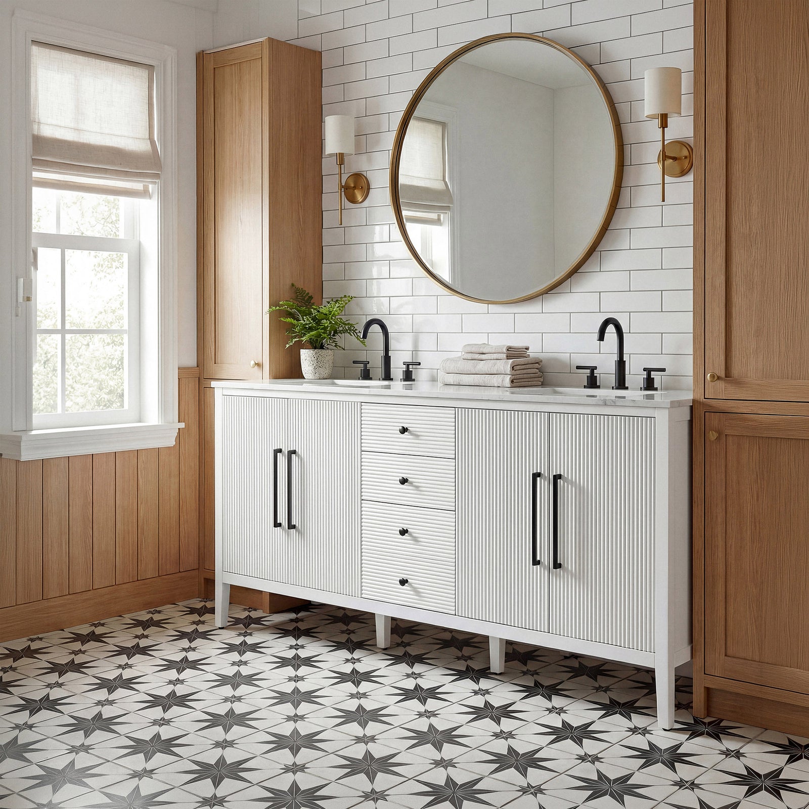 72 Inch Double Bathroom Vanity In White - View 2 - Joshua Marshal