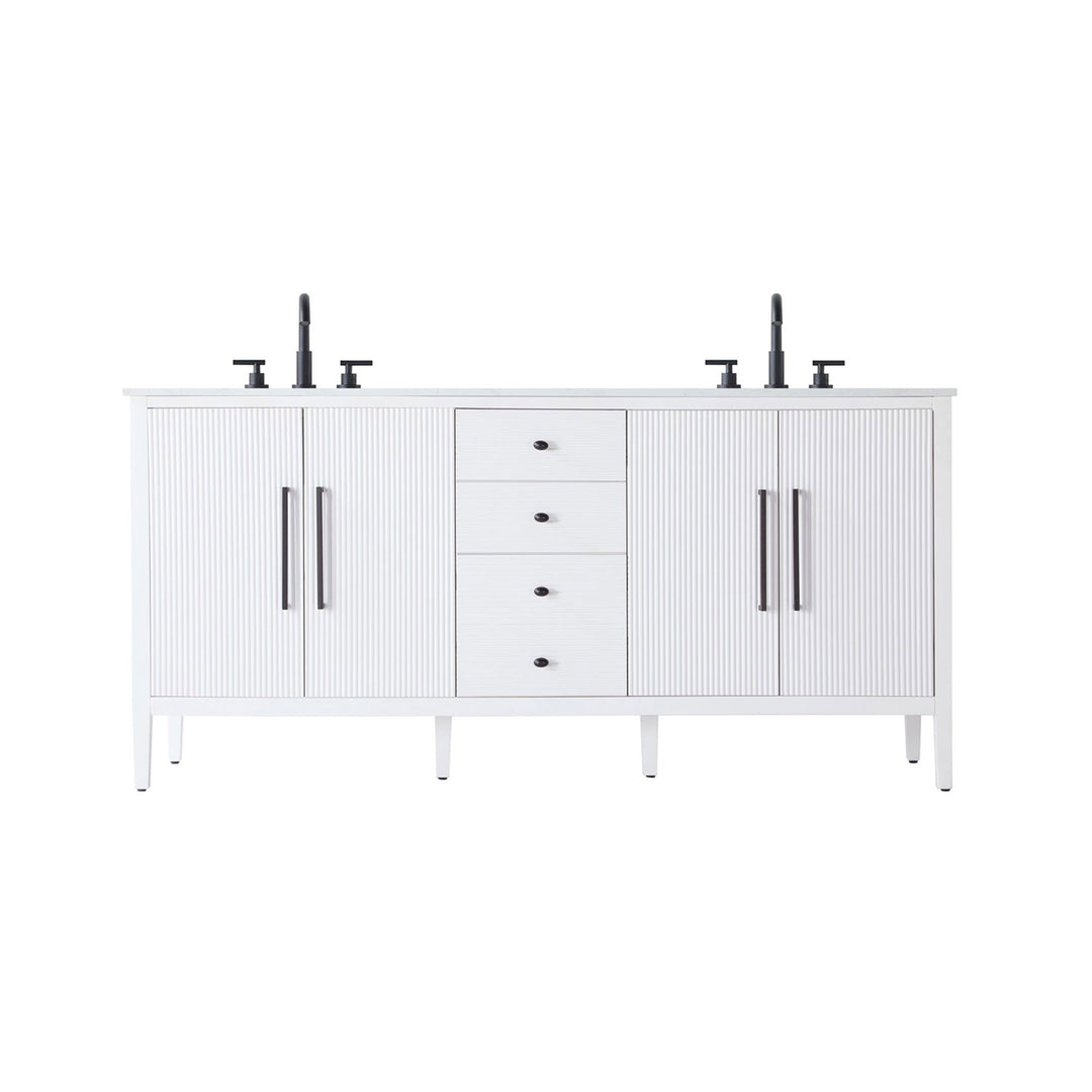72 Inch Double Bathroom Vanity In White - View 3 - Joshua Marshal