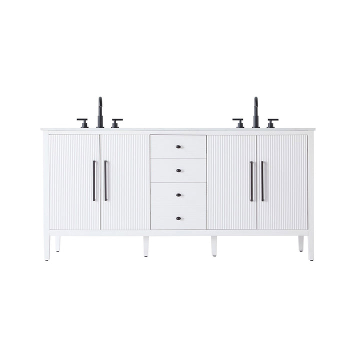 72 Inch Double Bathroom Vanity In White - View 3 - Joshua Marshal