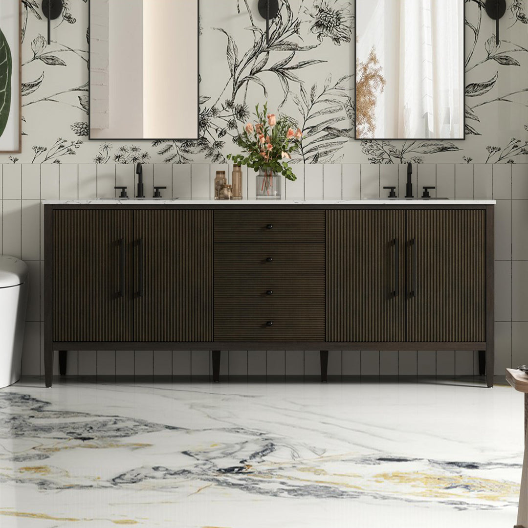 84 Inch Double Bathroom Vanity Inchocolate Oak Chocolate Oak Finish - KITCHEN & BATH by Joshua Marshal