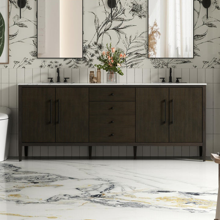 84 Inch Double Bathroom Vanity Inchocolate Oak Chocolate Oak Finish - KITCHEN & BATH by Joshua Marshal
