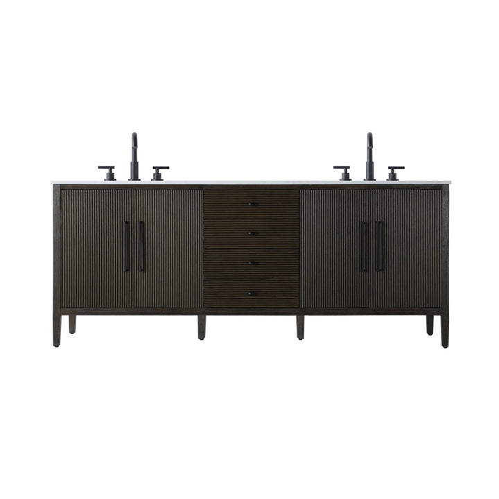 84 Inch Double Bathroom Vanity Inchocolate Oak - View 3 - Joshua Marshal