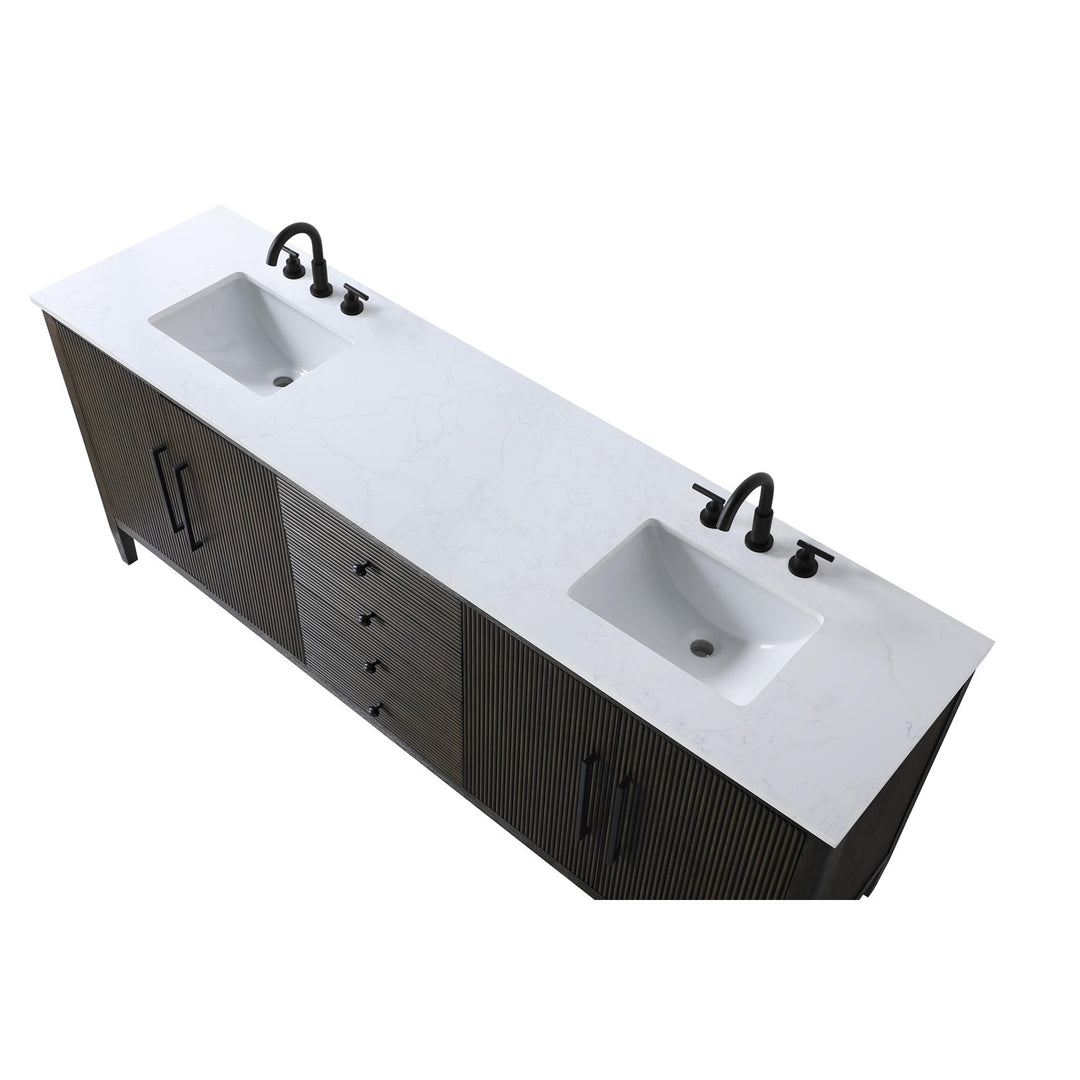 84 Inch Double Bathroom Vanity Inchocolate Oak - View 4 - Joshua Marshal