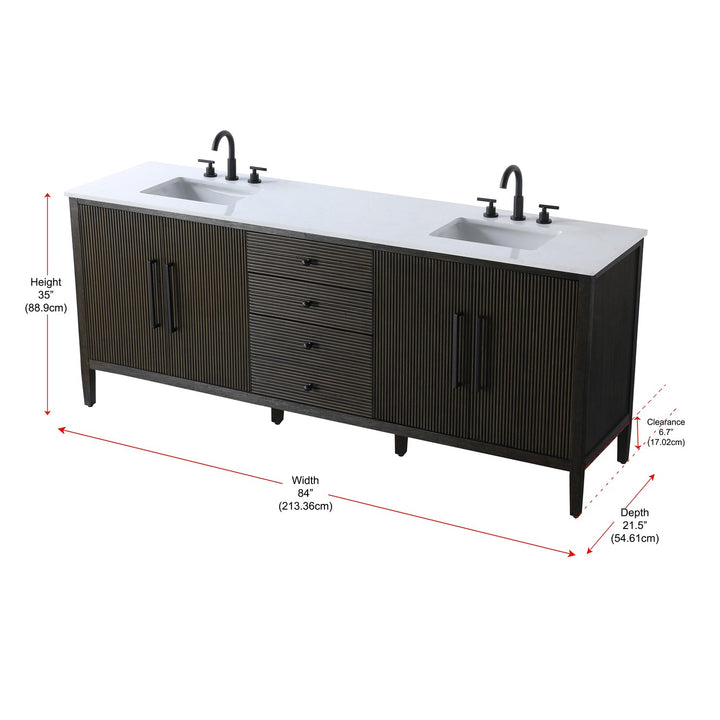 84 Inch Double Bathroom Vanity Inchocolate Oak - View 5 - Joshua Marshal