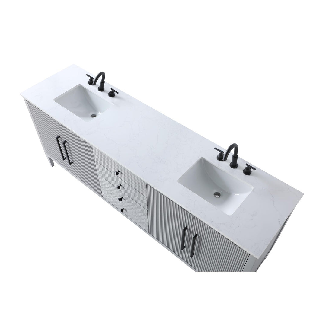 84 Inch Double Bathroom Vanity In Grey - View 5 - Joshua Marshal