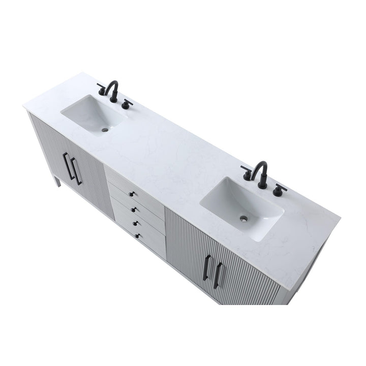 84 Inch Double Bathroom Vanity In Grey - View 5 - Joshua Marshal