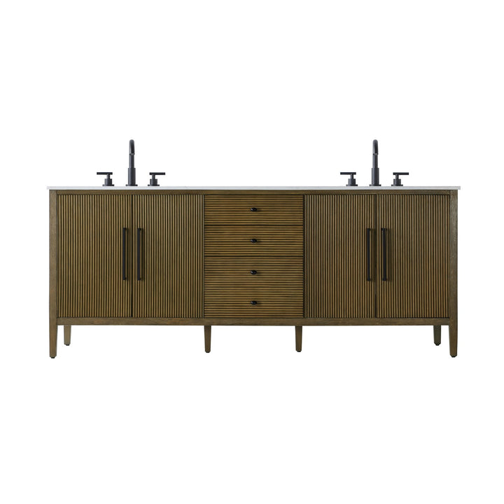 84 Inch Double Bathroom Vanity In Hazel Oak - View 3 - Joshua Marshal