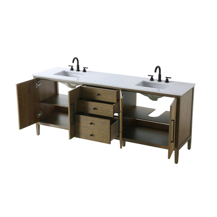 84 Inch Double Bathroom Vanity In Hazel Oak - View 4 - Joshua Marshal