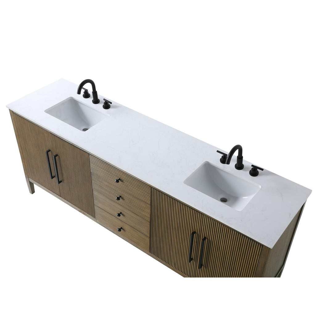 84 Inch Double Bathroom Vanity In Hazel Oak - View 5 - Joshua Marshal