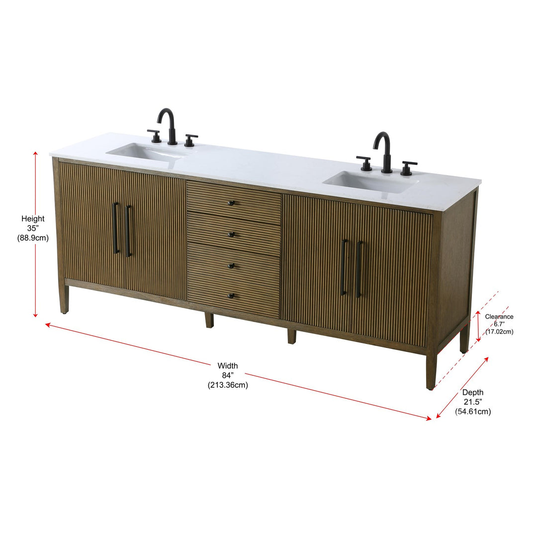 84 Inch Double Bathroom Vanity In Hazel Oak - View 6 - Joshua Marshal
