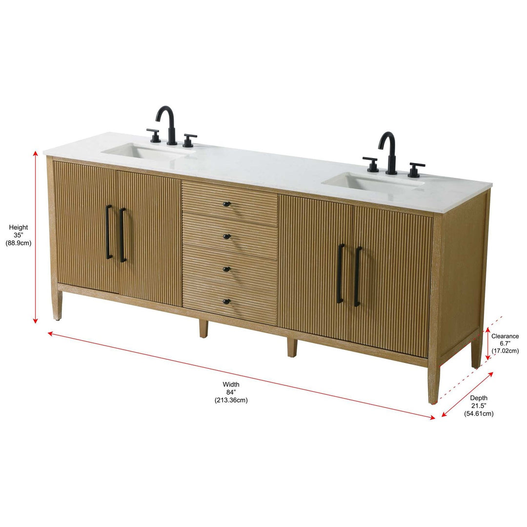 84 Inch Double Bathroom Vanity In Linen Oak - View 5 - Joshua Marshal