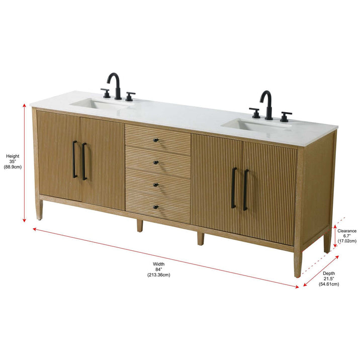 84 Inch Double Bathroom Vanity In Linen Oak - View 5 - Joshua Marshal