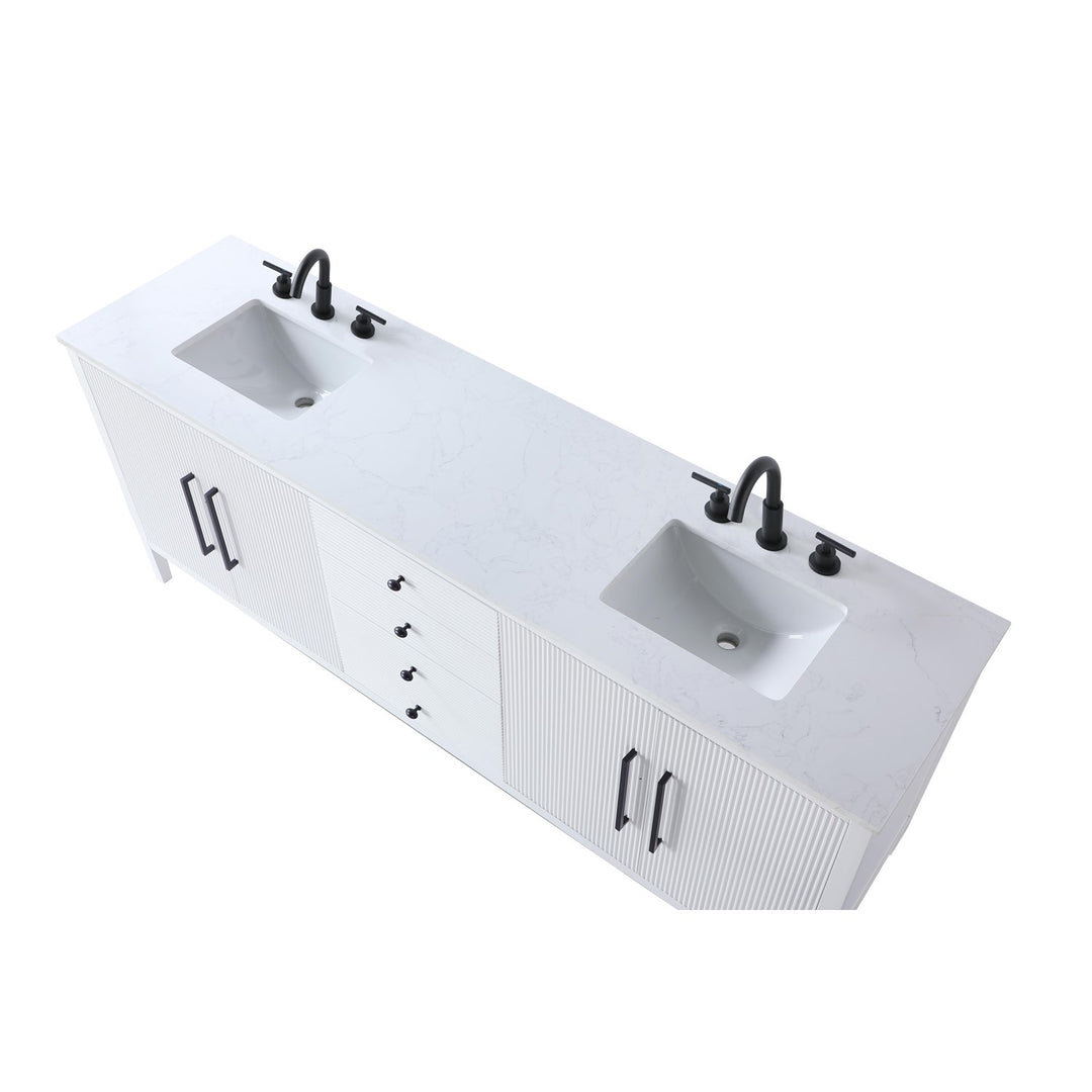 84 Inch Double Bathroom Vanity In White - View 5 - Joshua Marshal