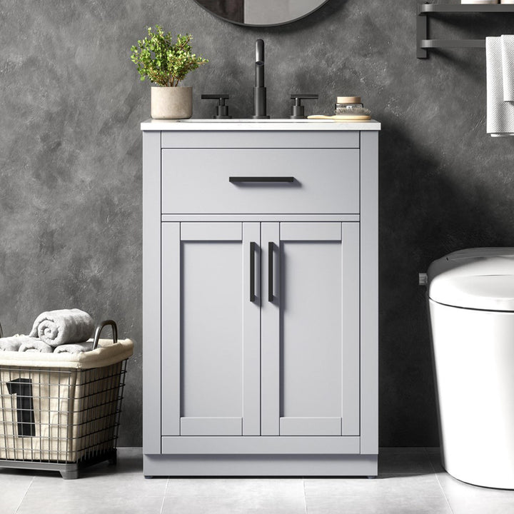 24 Inch Single Bathroom Vanity In Grey Grey Finish - KITCHEN & BATH by Joshua Marshal