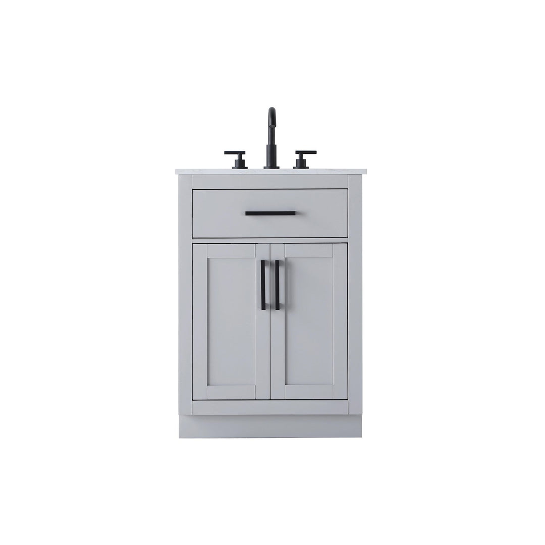 24 Inch Single Bathroom Vanity In Grey - View 3 - Joshua Marshal