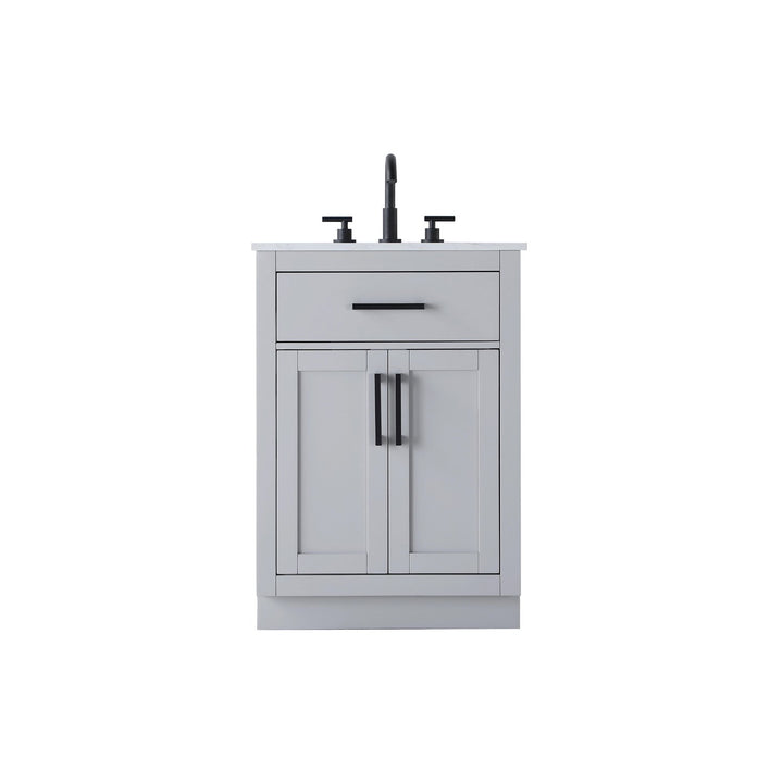24 Inch Single Bathroom Vanity In Grey - View 3 - Joshua Marshal