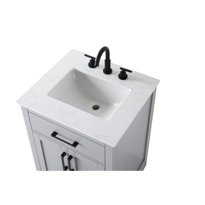 24 Inch Single Bathroom Vanity In Grey - View 5 - Joshua Marshal