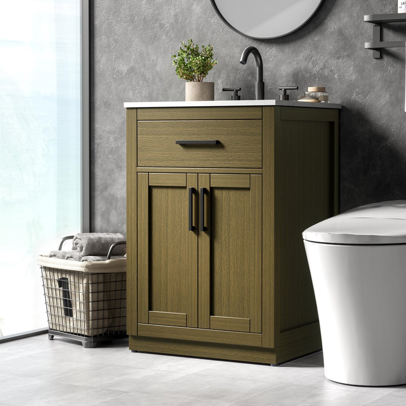 24 Inch Single Bathroom Vanity In Chestnut Brown Chestnut Brown Finish - KITCHEN & BATH by Joshua Marshal