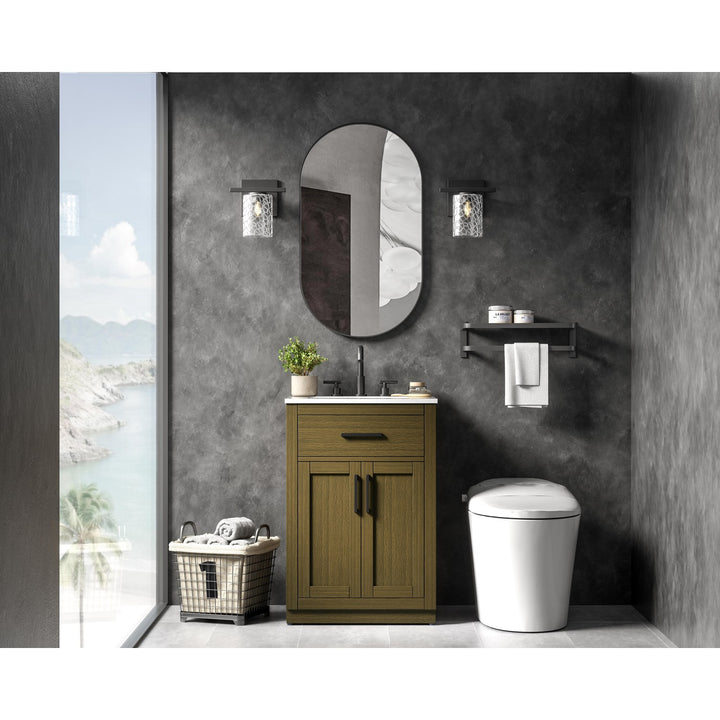 24 Inch Single Bathroom Vanity In Chestnut Brown - View 2 - Joshua Marshal